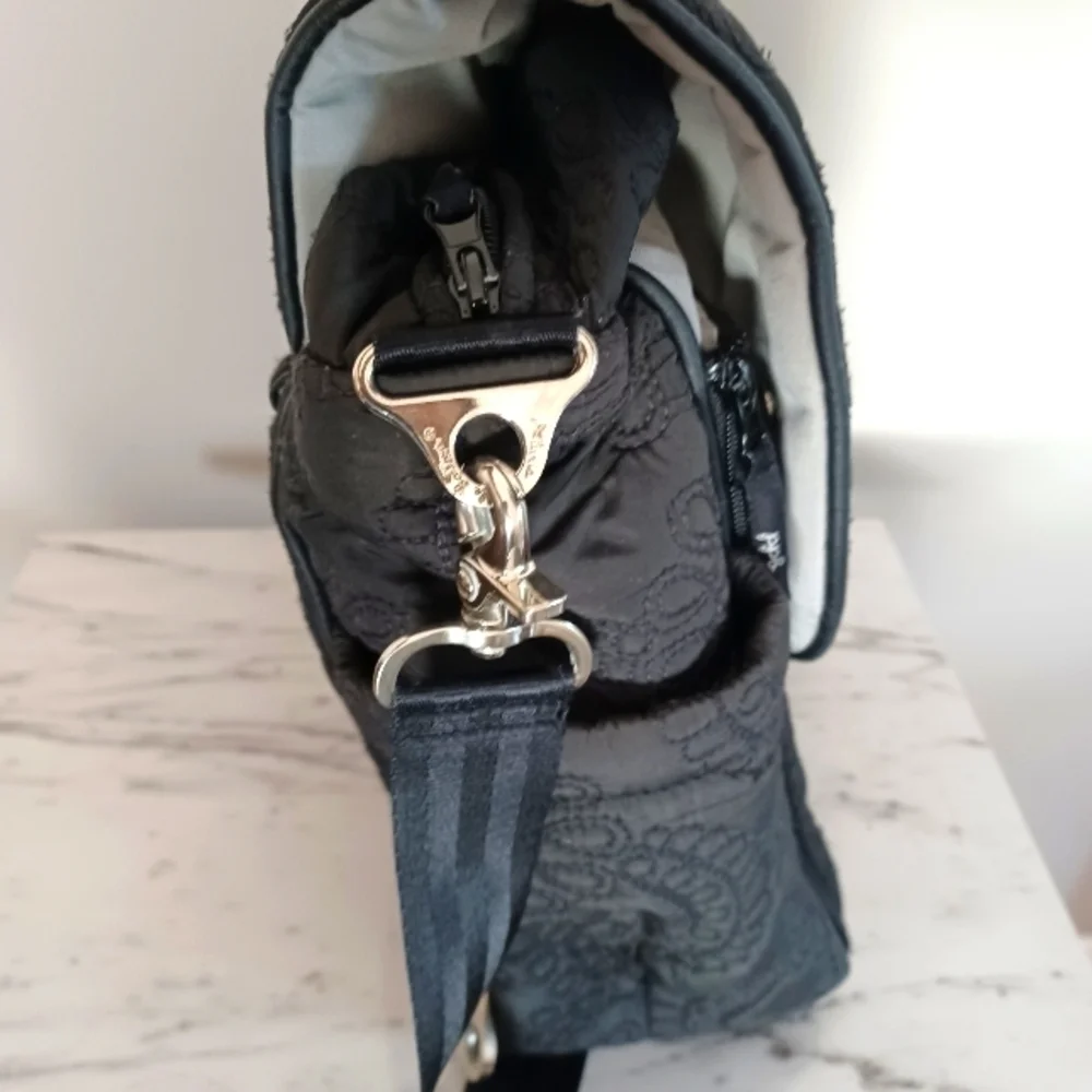 Petunia Pickle Bottom Embossed Black Diaper Bag